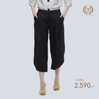 C&amp;D กางเกงขาวยาว กาง﻿เ﻿กงผู้หญิง Linen Pants ทรง Oriental Pants ขาสี่ส่วน เนื้อผ้าลินินพรีเมี่ยม สีดำ(CXJ7BL)