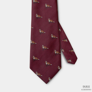 Mahogany Red&amp;Black Dot Fox 3 Inch Necktie-เนคไทสีแดงจุดดำลายสุนัจจิ้งจอก