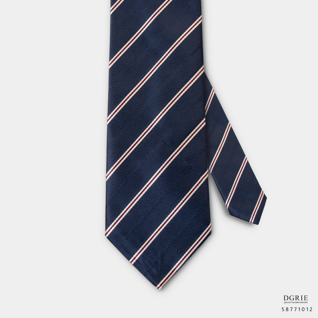 navy-stripe-mini-white-amp-red-n-wr-3-inch-necktie-เนคไทสีกรมลายทางสีขาวแดง