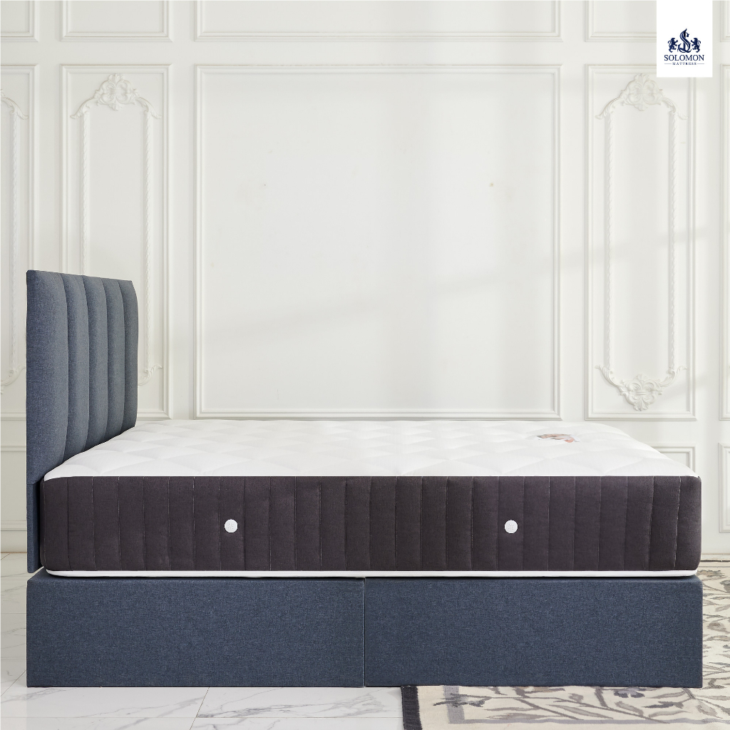 Solomon mattress รุ่น BERLIN ชุดที่นอนพร้อมเตียงดีไซน์หรู เลือกได้ทั้งที่นอนสปริงและยางพารา ขนาด 3.5, 5 และ 6 ฟุต
