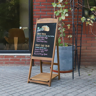 UNHO กระดานดำไม้แม่เหล็กอิสระขาตั้ง A-Frame กระดานดำเขียนข้อความแซนด์วิชพร้อมขาตั้งสำหรับแสดงร้านกาแฟ