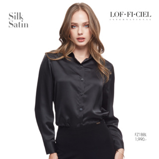 Lofficiel เสื้อแขนยาว เสื้อเชิ้ตผู้หญิง THE BLACK” Silk Satin Shirt (FZ1BBL)