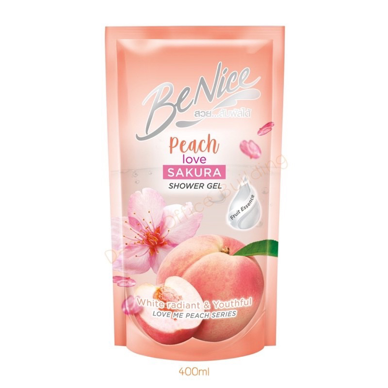 benice-love-me-peach-shower-gel-400ml-ถุงเติม