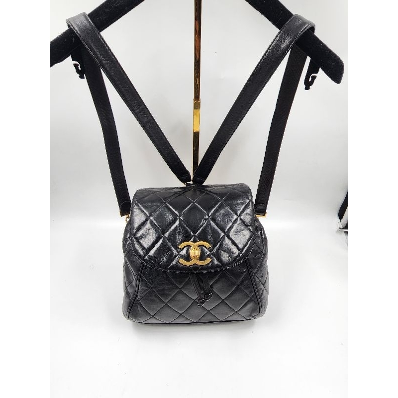 chanel-backpack-big-logo-vintage-bag-black-lambskin