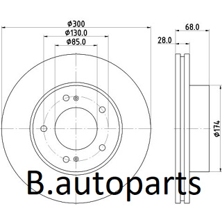 จานเบรคหน้า SSANGYONG KORANDO 2013- REXTON W 2012- RODIUS 2005- RODIUS CA1 2015- RUNSTOP /คู่