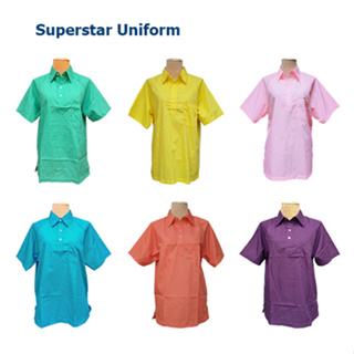เสื้อพละนักเรียนผ้าโทเร 22สี 8ไซส์ กลุ่มสีที่1 ใช้เล่นกีฬาสำหรับโรงเรียนมัธยม