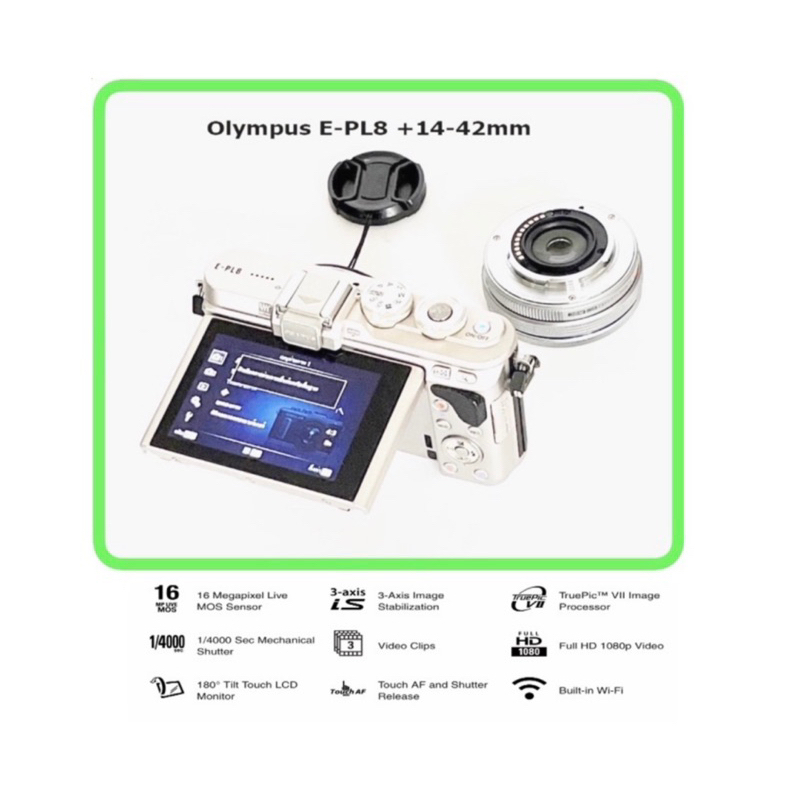 olympus-e-pl8-14-42mm-16mp-camera-กล้อง-เลนส์-สเปคดีน่าใช้-ถ่ายสวย-wifi-จอใหญ่-selfie-lcd-ทัชได้-มือสองคุณภาพประกันสูง3