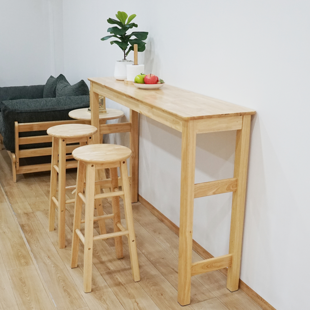 โต๊ะบาร์กาแฟ-โต๊ะคาเฟ่-ไม้ยางพารา-ทั้งชุด-โต๊ะ1-เก้าอี้-2-ตัว-ประกอบง่าย-baanmainicha