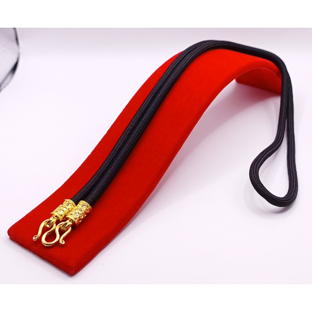 N056 สร้อยคอ สร้อยเชือกร่ม สร้อยห้อยพระ ขนาด 3 มม. ยาว 24 นิ้ว แขวนพระ1 ...