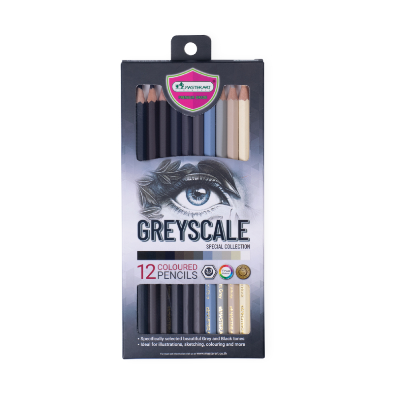 master-art-สีไม้-ดินสอสีไม้-แท่งยาว-greyscale-set-12-สี-จำนวน-1-กล่อง