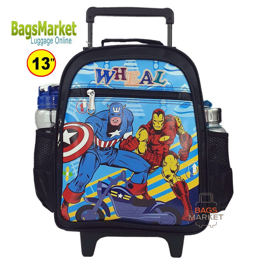 bagsmarket-ขนาดเล็ก-s-13-นิ้ว-กระเป๋านักเรียนเด็กอนุบาล-มีล้อลาก-spiderman-captain-elsaanna