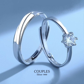 s999 Honey Couples แหวนคู่รักเงินแท้ 99.9% สวยเรียบหรู เนื้อเงินเกรดพรีเมี่ยม ใส่สบาย เป็นมิตรกับผิว ปรับขนาดได้