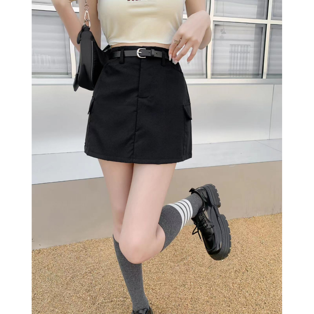 cici-no-1392-กระโปรงสั้นกระเป๋าข้าง-cargo-skirt-y2kมาพร้อมเข็มขัด-แมชกับเสื้อตัวไหนก็น่ารักกก