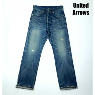 ยีนส์ริมแดง Selvedge United Arrows เอว 32 ผ้าด้านเฟดจัด ขากระบอก Made in Japan