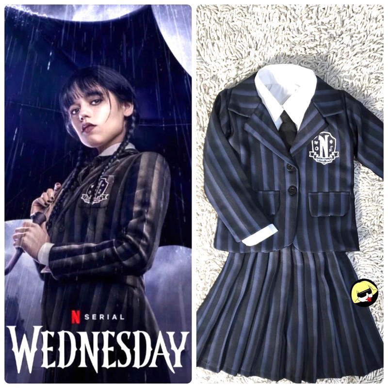 babygaga-ชุดwednesday-netflix-wednesday-เวนส์เดย์-อดัมส์-รับตัดชุด-ชุดนักเรียน-wednesday-addams-enid-sinclair