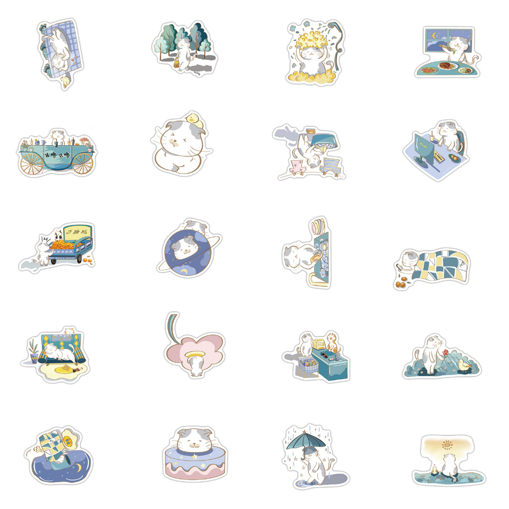 cute-cat-แมว-50แผ่น-sticker-กันน้ำ-สติ๊กเกอร์-ใช้ซ้ำได้-โทรศัพท์มือถื