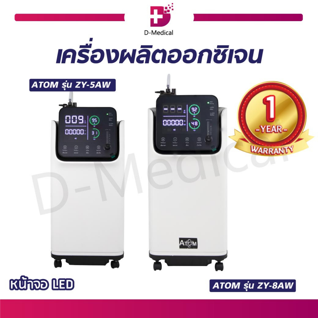 เครื่องผลิตออกซิเจน-atom-รุ่น-zy-5aw-zy-8aw-เครื่องผลิต-ระบบสัมผัสหน้าจอ-มีเสียงพูดภาษาไทย-เสียงเงียบ