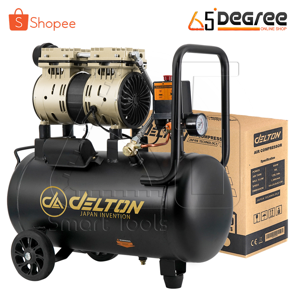 delton-ปั้มลมออยล์ฟรี-ปั้มลม-30-ลิตร-800w-รุ่น-dtn-30l-ปั๊มลม-oil-free-ปั๊มลมเร็ว-แรง-เสียงเงียบกริบ-air-compressor-30l