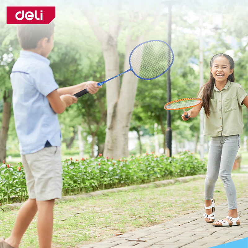 deli-ไม้แบดมินตัน-ไม้แบด-แพคคู่-2ไม้-อุปกรณ์ตีแบด-แถมลูกขนไก่-3-ชิ้น-แถมกระเป๋าใส่ไม้แบด-badminton-racket