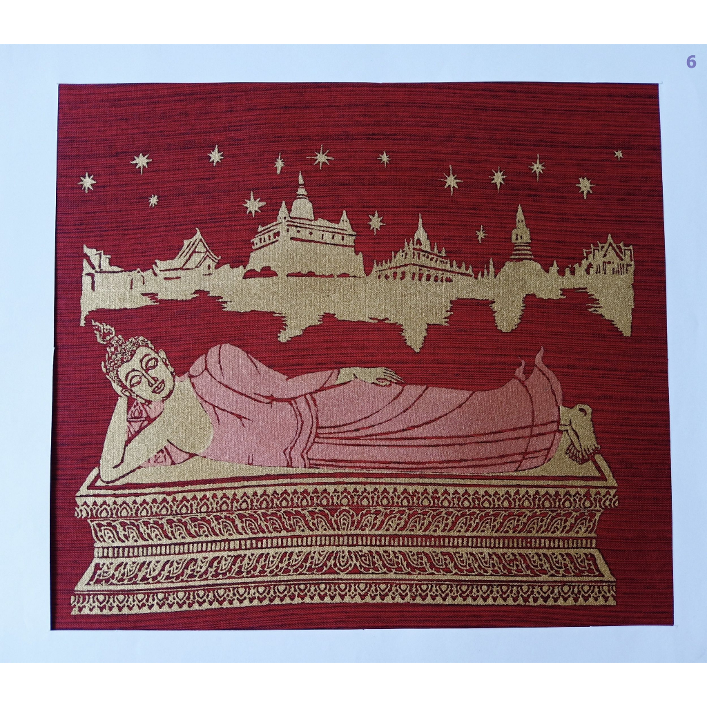 ภาพพิมพ์ศิลปะไทยงดงามบนผ้า-no-5-พุทธศิลป์แห่งความสงบสุข-exquisite-thai-art-prints-on-cloth-peaceful-buddha-art
