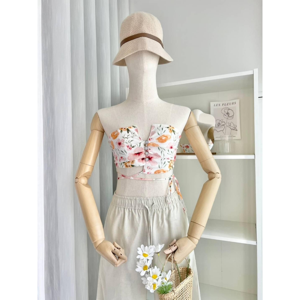 bouquet-crop-เสื้อเกาะอกผูกเอว-freesize