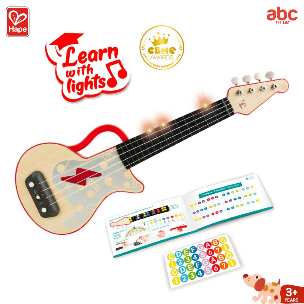 hape-ของเล่นไม้-ของเล่นดนตรี-อูคูเลเล่ไฟฟ้า-learn-with-lights-ukulele-ของเล่นเสริมพัฒนาการ-3-ขวบ-ขึ้นไป