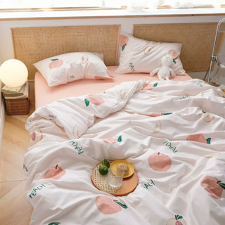 ชุดผ้าปูที่นอนพร้อมผ้านวม " ชมพูลายพีช "