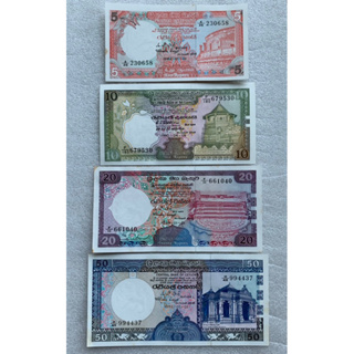 ธนบัตรรุ่นเก่าของประเทศศรีลังกา ชนิด5-50Rupees ปี1982-1990 ยกชุด4ใบ