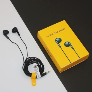 หูฟัง Realme แท้ Buds Earphone 3.5mm Earbuds  Wired Music  Microphone 14.2mm Large Driver Headset For Q3 Q5 C25