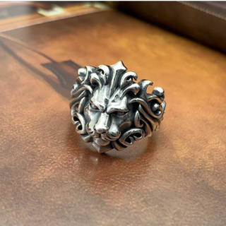 เงินแท้ 925 แหวนสิงโตเปิด Seiko ย้อนยุคเด็กชายแสงสดใสครอบงำวงแหวนกว้าง