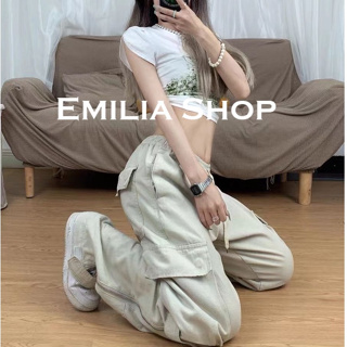 EMILIA SHOP กางเกงขายาว กางเกงเอวสูง สบายสไตล์y2k 2023 ใหม่A20M01G 0322