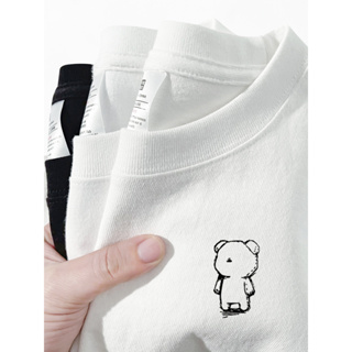 เสื้อยืดแขนสั้นพิมพ์ลายการ์ตูนหมีผ้าฝ้ายแนวโน้มในเสื้อยืดแขนสั้น