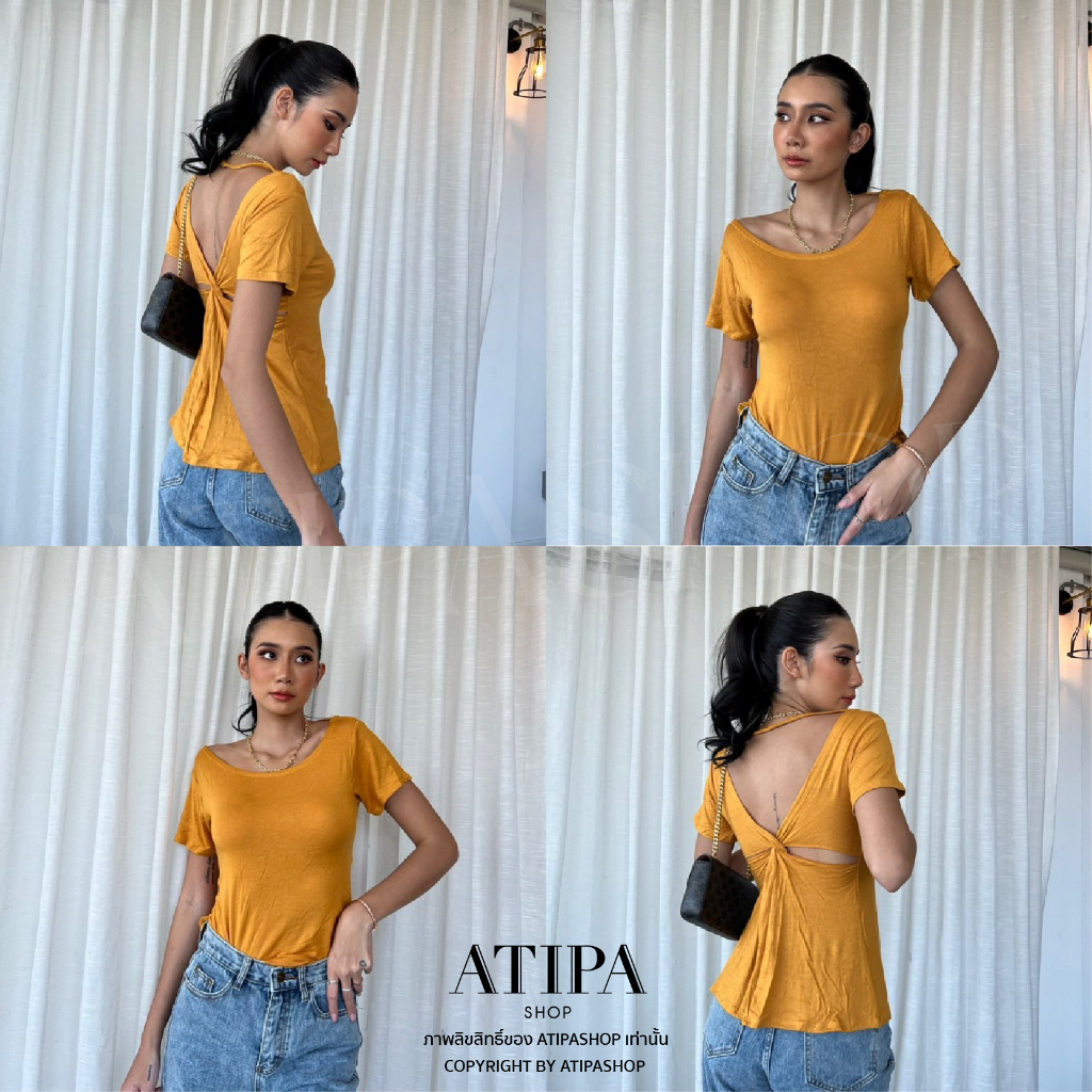 atipashop-v-back-top-เสื้อ-เสื้อแขนสั้น-คอกลม-เว้าเปิดหลัง-มีหลายสีให้เลือก