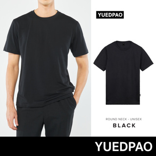Yuedpao No.1 เสื้อยืด ไม่ย้วย ไม่หด ไม่ต้องรีด ผ้านุ่มใส่สบาย Ultrasoft Non-Iron เสื้อยืดสีพื้น เสื้อยืดคอกลม สี ดำ