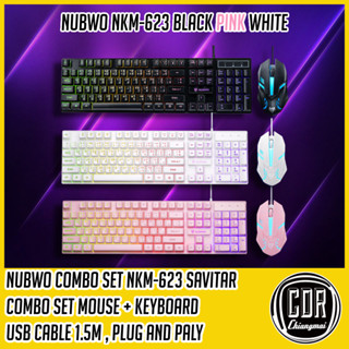 NUBWO Savitar NKM-623 Keyboard Mouse Combo NKM623 (สีชมพู,ขาว,ดำ) คีบอร์ดมีไฟ เมาส์มีไฟ  (ประกันศูนย์ 1 ปี)