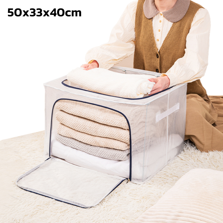 deli-ลังใส่ของแบบใส-พับได้-กล่องใส่ผ้า-กล่องใส่ของ-กล่องเก็บผ้าห่ม-กล่องผ้าพับได้-จุเสื้อผ้าได้-20-25ตัว-blowiishop