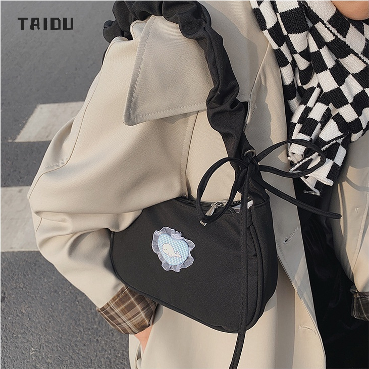 taidu-กระเป๋าใต้วงแขนจับจีบสไตล์เกาหลีย้อนยุค-กระเป๋าสะพายลูกไม้อินเทรนด์มาใหม่-แมตช์แบบสบาย-ๆ-การเดินทางทำงาน