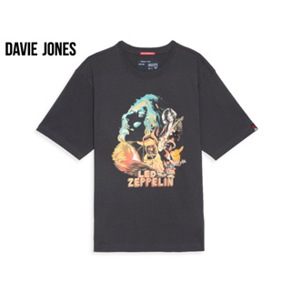 DAVIE JONES เสื้อยืดโอเวอร์ไซซ์ พิมพ์ลาย สีเทา Graphic Print Oversized T-Shirt in grey TB0358GY