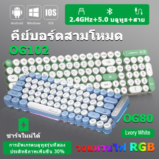 คีย์บอร์ดบลูทูธไร้สาย คีย์บอร์ดภาษาไทย คีย์บอร์ด RGB ไฟ LED เหมาะสำหรับโทรศัพท์มือถือ แท็บเล็ต แล็ปท็อป คีย์บอร์ดมีไฟ