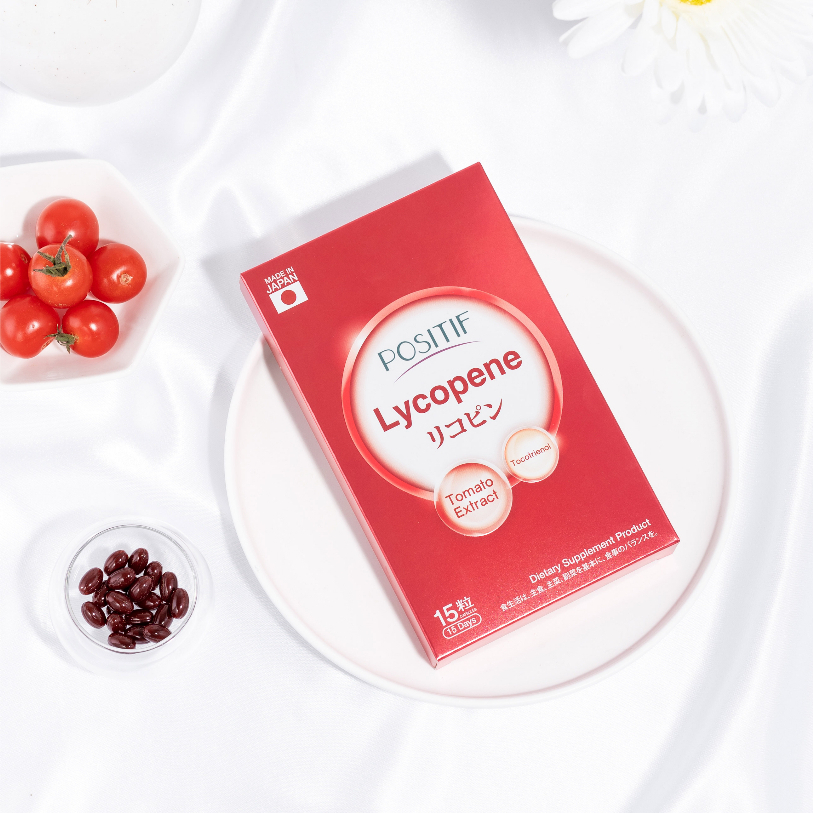 ภาพสินค้าแท้ % POSITIF LYCOPENE โพสิทีฟ ไลโคปีน สกัดจากมะเขือเทศ วิตามินซี วิตามินอีในรูปแบบแคปซูลทาน 15 วัน นำเข้าจากญี่ปุ่น จากร้าน healthy.plus บน Shopee ภาพที่ 1