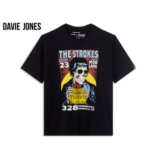 DAVIE JONES เสื้อยืดโอเวอร์ไซซ์ พิมพ์ลาย สีดำ Graphic Print Oversized T-Shirt in black WA0352BK