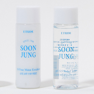 เซ็ทคู่ Etude Soon jung  10-Free Moist Emulsion 25ml + ph 5.5 relief toner 25ml