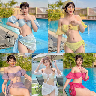 Bikini set’ 👙ได้ 3 ชิ้นน๊าา มีผ้าคลุมให้  จะผูกเอวหรือจะเป็นผ้าโพกหัวถ่ายรูปก็ได้ เสื้อมีฟองน้ำในตัว กางเกงมีซับในค่ะ