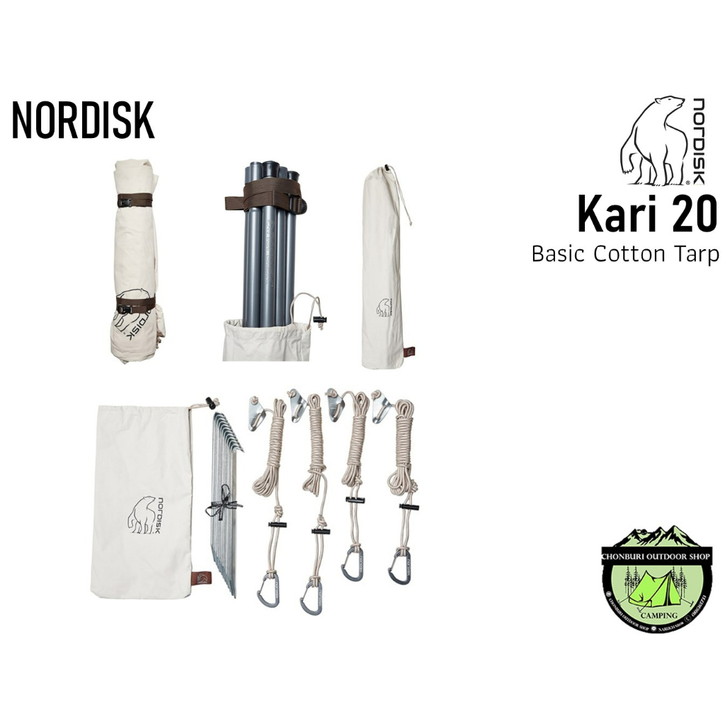 nordisk-kari-20-basic-cotton-tarp-ทาร์ป-สี่เหลี่ยมผืนผ้า-มีอุปกรณ์พร้อมกาง