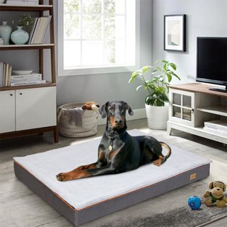 เตียงสุนัขกระดูกและข้อสำหรับสุนัขขนาดใหญ่ ที่นอนโฟมสุนัข เตียงสัตว์เลี้ยงแบบหนาพร้อมผ้าคลุมถอดซักได้และซับในกันน้ำ