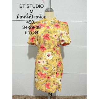 เดรสสั้น สีแดง ชุดจีน กี่เพ้า BT STUDIO SIZE M