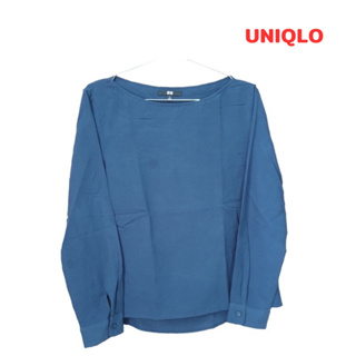 Uniqlo (M) เสื้อแขนยาวคอกลม สีกรม