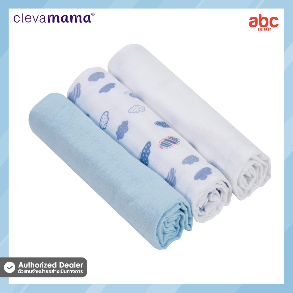 clevamama-ผ้าอ้อมมัสลิน-เยื่อไผ่-muslin-cloth-set-3ชิ้น