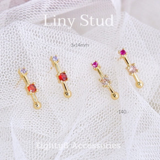 พร้อมส่ง!!ต่างหูรุ่นLiny Stud งานBrass+ชุบ18k มี2สี