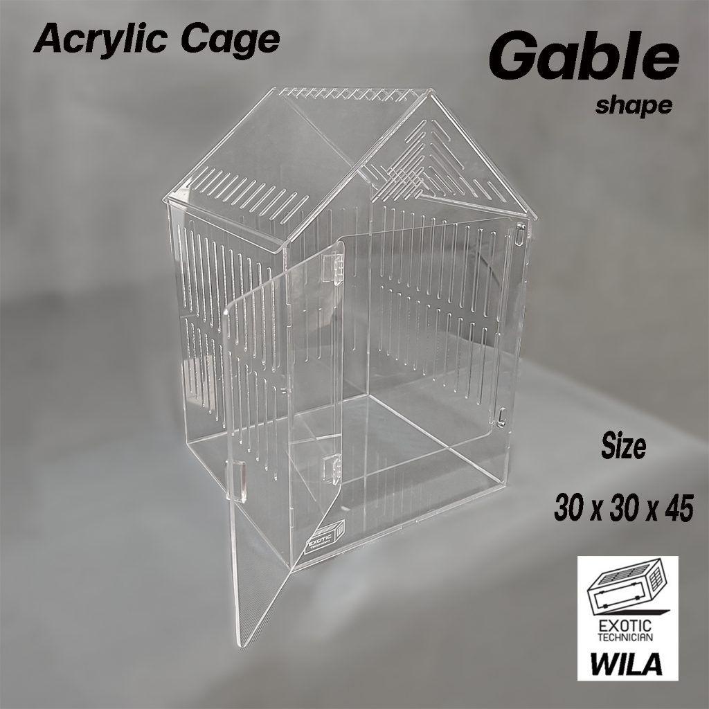 กรงทรงจั่ว-อะคริลิค-ขนาด-30-30-45-cm-สำหรับสัตว์เลี้ยง-หนูแฮมสเตอร์-ดอร์เม้าส์-acrylic-cage-by-exotic-technician